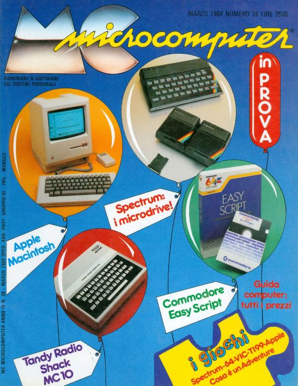 Copertina di MCmicrocomputer, marzo 1984, con l'Apple Macintosh in prova
